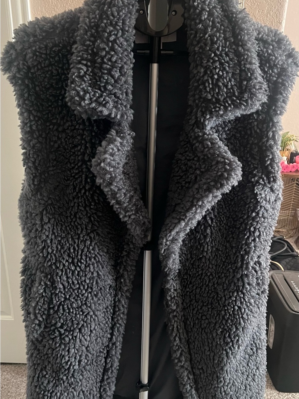 Liz Claiborne Charcoal Faux-Sherpa Sleeveless Vest